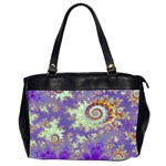 Sea Shell Spiral, Abstract Violet Cyan Stars Oversize Office Handbag (Two Sides)