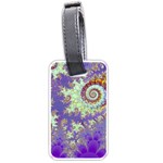 Sea Shell Spiral, Abstract Violet Cyan Stars Luggage Tag (One Side)