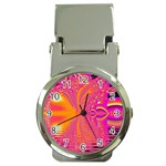 Magenta Boardwalk Carnival, Abstract Ocean Shimmer Money Clip with Watch