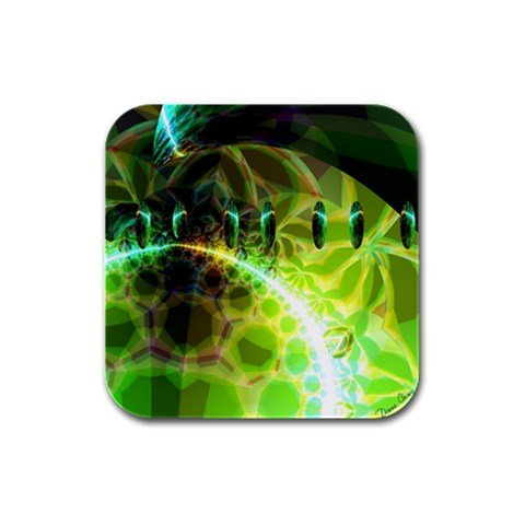 Dawn Of Time, Abstract Lime & Gold Emerge Drink Coasters 4 Pack (Square) from UrbanLoad.com Front