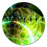 Dawn Of Time, Abstract Lime & Gold Emerge Magnet 5  (Round)