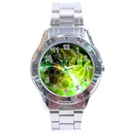 Dawn Of Time, Abstract Lime & Gold Emerge Stainless Steel Watch