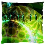 Dawn Of Time, Abstract Lime & Gold Emerge Large Cushion Case (Two Sided) 