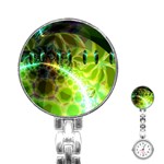 Dawn Of Time, Abstract Lime & Gold Emerge Stainless Steel Nurses Watch