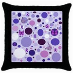 Purple Awareness Dots Black Throw Pillow Case