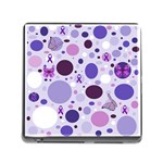 Purple Awareness Dots Memory Card Reader with Storage (Square)