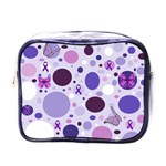 Purple Awareness Dots Mini Travel Toiletry Bag (One Side)