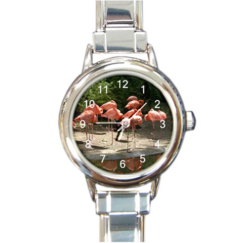 Flamingo Round Italian Charm Watch from UrbanLoad.com Front