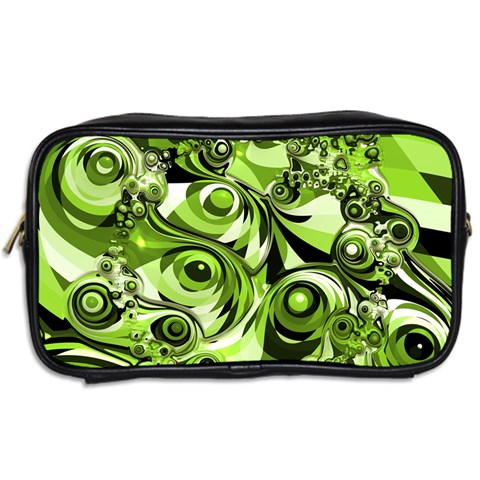 Retro Green Abstract Travel Toiletry Bag (Two Sides) from UrbanLoad.com Back