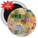 Retro Concert Tickets 3  Button Magnet (10 pack)