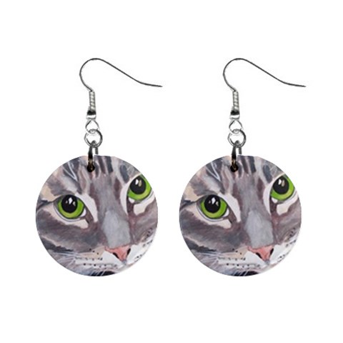 CAT 4 Painting 1  Button Earrings from UrbanLoad.com Front