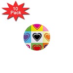 Hearts 1  Mini Button Magnet (10 pack)