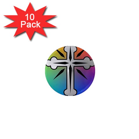 Cross 1  Mini Button Magnet (10 pack) from UrbanLoad.com Front