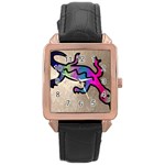 Lizard Rose Gold Leather Watch 