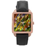 Abstract Smoke Rose Gold Leather Watch 