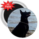 Black German Shepherd 3  Button Magnet (10 pack)