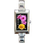 gerbera flowers photo Rectangular Italian Charm Watch