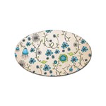 Whimsical Flowers Blue Sticker (Oval)