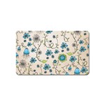 Whimsical Flowers Blue Magnet (Name Card)