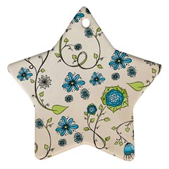 Whimsical Flowers Blue Star Ornament (Two Sides) from UrbanLoad.com Front