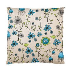 Whimsical Flowers Blue Cushion Case (Two Sided)  from UrbanLoad.com Back