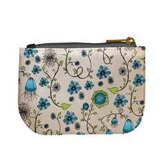 Whimsical Flowers Blue Coin Change Purse from UrbanLoad.com Back