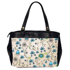 Whimsical Flowers Blue Oversize Office Handbag (Two Sides) from UrbanLoad.com Back