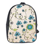 Whimsical Flowers Blue School Bag (XL)