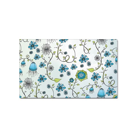 Blue Whimsical Flowers  on blue Sticker (Rectangle) from UrbanLoad.com Front