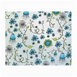Blue Whimsical Flowers  on blue Glasses Cloth (Small, Two Sided)