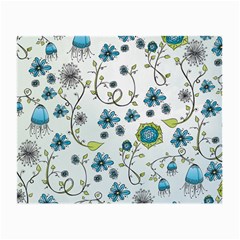 Blue Whimsical Flowers  on blue Glasses Cloth (Small, Two Sided) from UrbanLoad.com Back