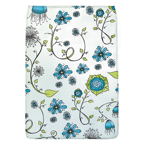 Blue Whimsical Flowers  on blue Removable Flap Cover (Large) from UrbanLoad.com Front