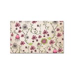 Pink Whimsical flowers on beige Sticker 10 Pack (Rectangle)