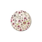 Pink Whimsical flowers on beige Golf Ball Marker