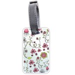 Pink whimsical flowers on blue Luggage Tag (One Side)