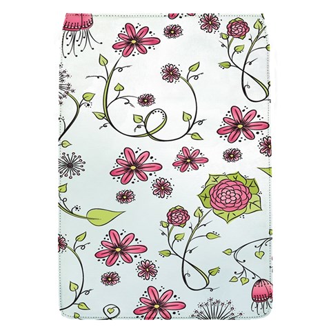 Pink whimsical flowers on blue Removable Flap Cover (Small) from UrbanLoad.com Front