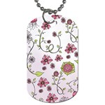 Pink whimsical flowers on pink Dog Tag (One Sided)
