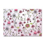 Pink whimsical flowers on pink A4 Sticker 100 Pack