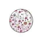 Pink whimsical flowers on pink Golf Ball Marker 4 Pack (for Hat Clip)