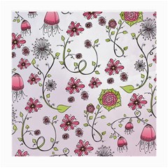 Pink whimsical flowers on pink Glasses Cloth (Medium, Two Sided) from UrbanLoad.com Front