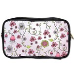 Pink whimsical flowers on pink Travel Toiletry Bag (One Side)