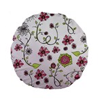 Pink whimsical flowers on pink 15  Premium Round Cushion 