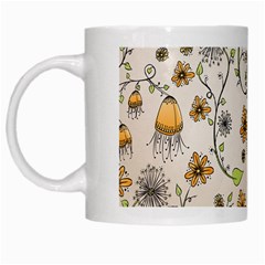 Yellow Whimsical Flowers  White Coffee Mug from UrbanLoad.com Left