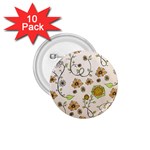 Yellow Whimsical Flowers  1.75  Button (10 pack)