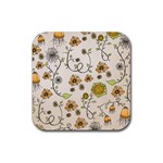 Yellow Whimsical Flowers  Drink Coasters 4 Pack (Square)