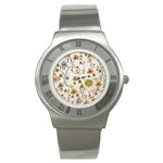 Yellow Whimsical Flowers  Stainless Steel Watch (Slim)