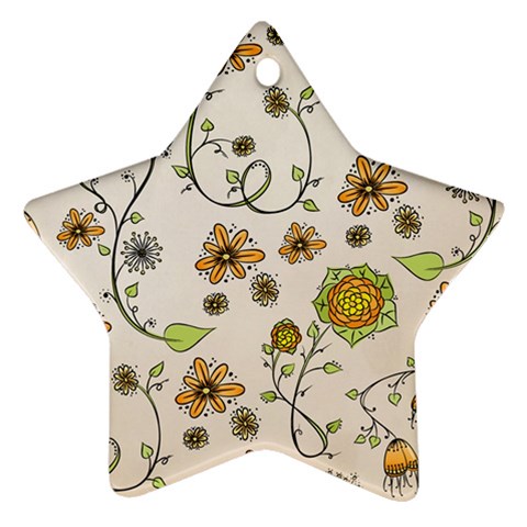Yellow Whimsical Flowers  Star Ornament (Two Sides) from UrbanLoad.com Front