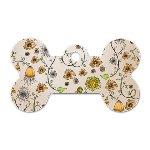 Yellow Whimsical Flowers  Dog Tag Bone (One Sided) from UrbanLoad.com Front