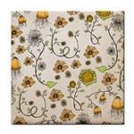 Yellow Whimsical Flowers  Face Towel