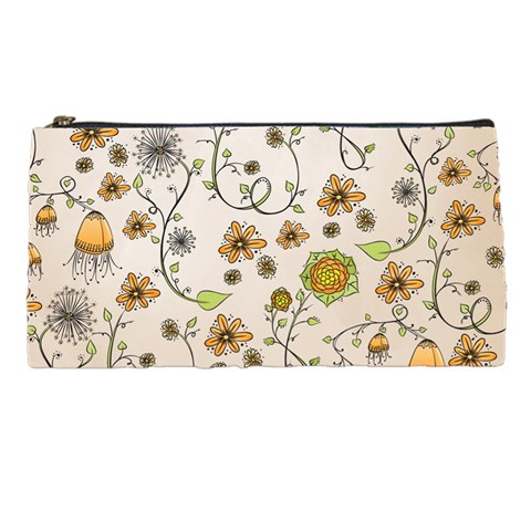 Yellow Whimsical Flowers  Pencil Case from UrbanLoad.com Front